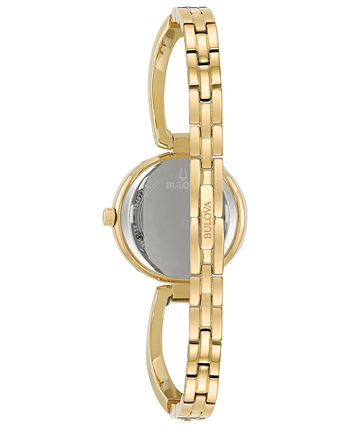 Bulova Women s Crystal Accent Gold Tone Stainless Steel Bangle