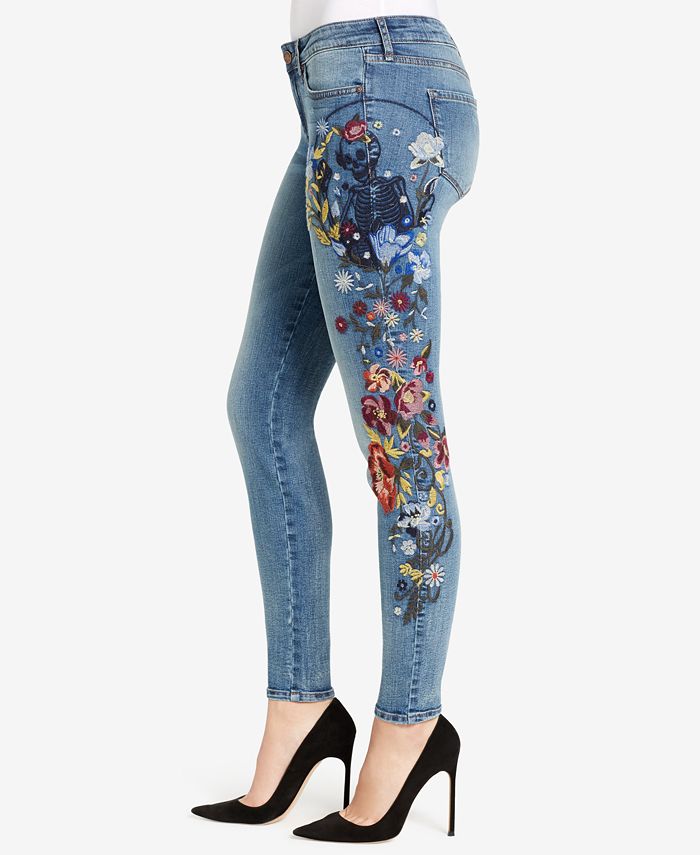 embroidered skinny jeans