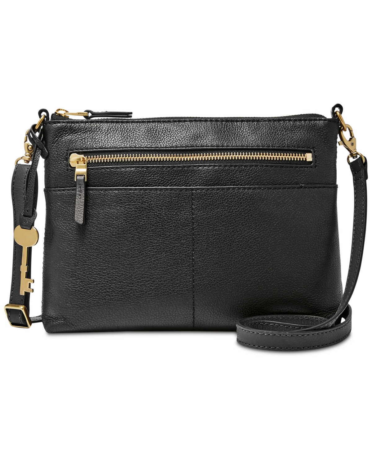Fossil Women's Fiona Small Leather Crossbody In Black,gold