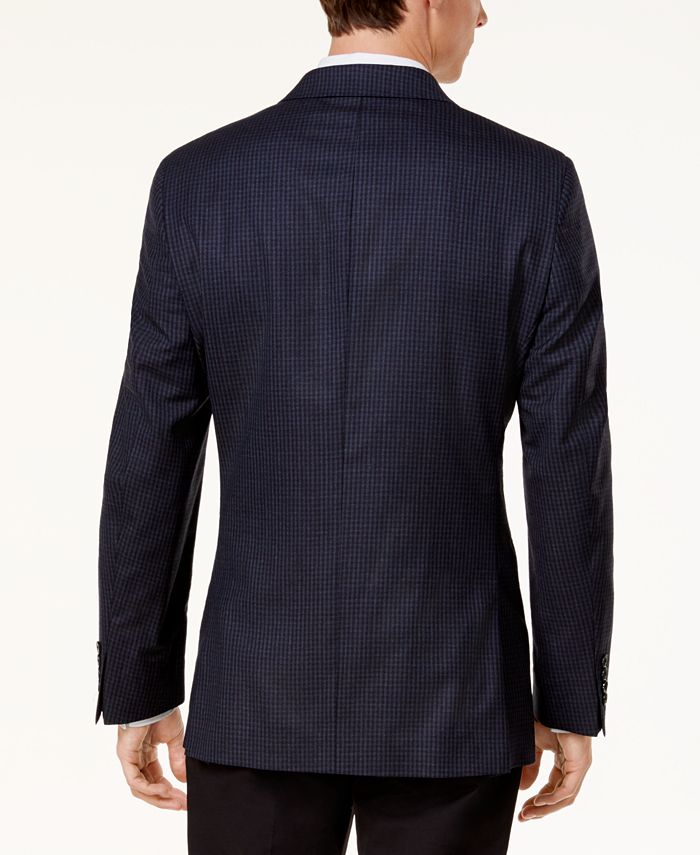 Calvin Klein Men's Slim-Fit Blue & Black Check Sport Coat - Macy's