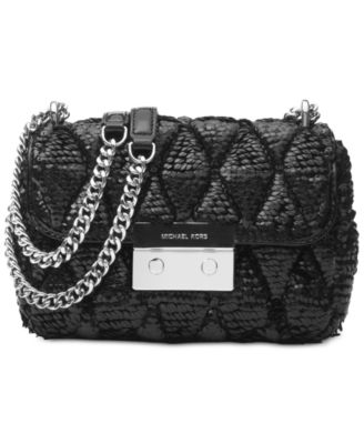 michael kors sloan sm chain shoulder bag black