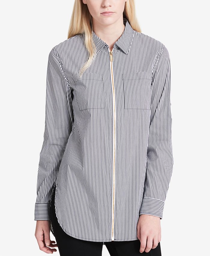 Calvin Klein Zip-Front Shirt - Macy's
