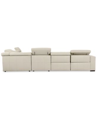 Nevio 6-pc Leather "L" Shaped Sectional Sofa with 2 Power Recliners and Articulating Headrests