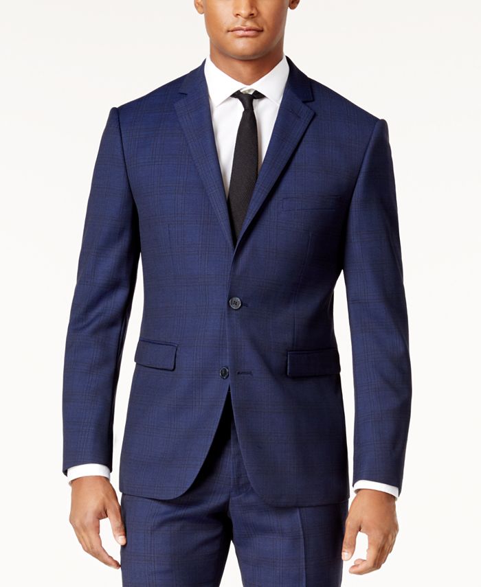 Vince Camuto Men's SlimFit Blue Plaid Suit Macy's