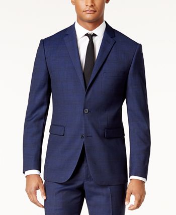Vince Camuto Men's Slim-Fit Blue Plaid Suit & Reviews - Suits & Tuxedos ...