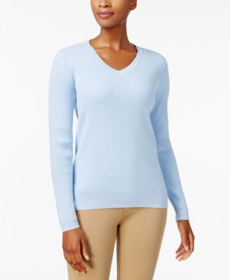 Karen Scott - Cotton V-Neck Sweater