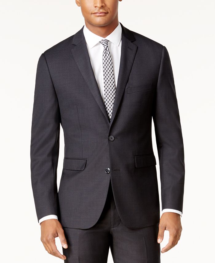Vince Camuto Men's Slim-Fit Black Tonal Grid Suit - Macy's