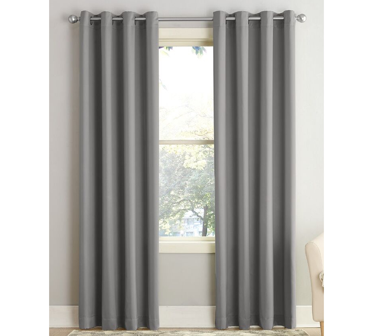 Sun Zero Grant Solid Grommet Curtain Panel 54" X 84" In Grey