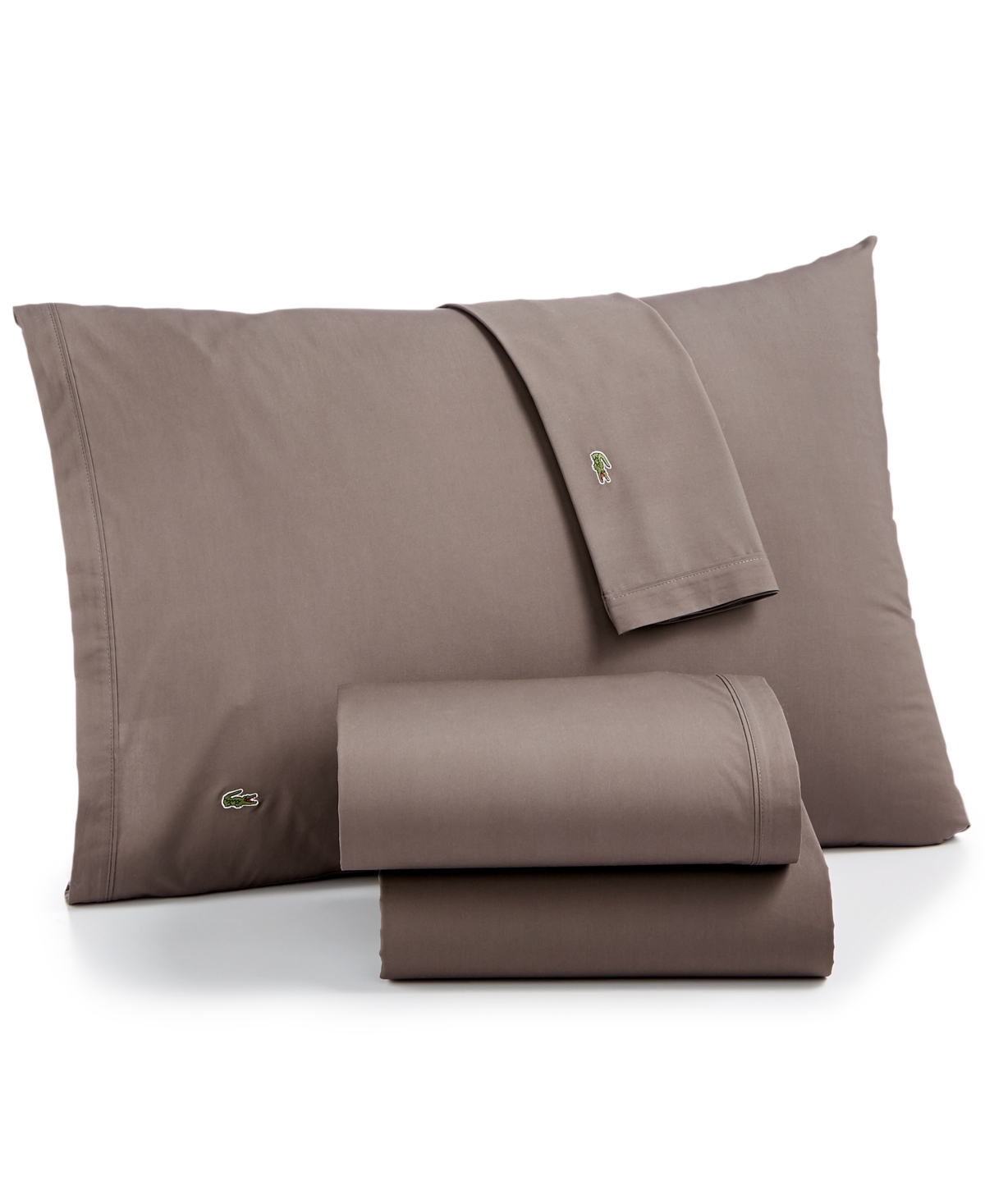 Lacoste Home Solid Cotton Percale Sheet Set, King In Dark Gray