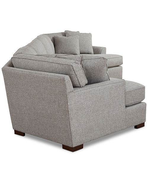 Furniture Carena 3Pc. Fabric Sectional with Apartment Sofa and Double