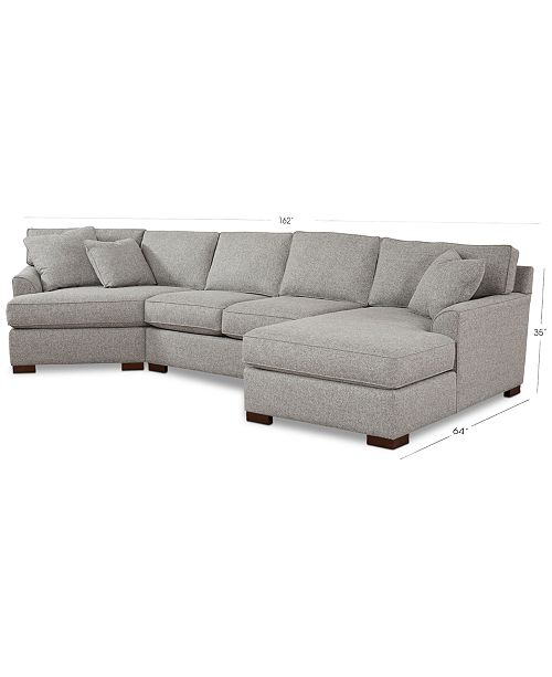 Furniture Carena 3Pc. Fabric Sectional Sofa with Armless Loveseat and Cuddler Chaise, Created