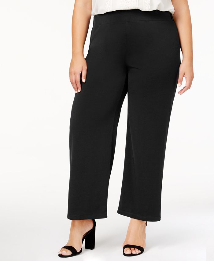 NY Collection Petite Plus Size Pull-On Wide-Leg Pants, Created for