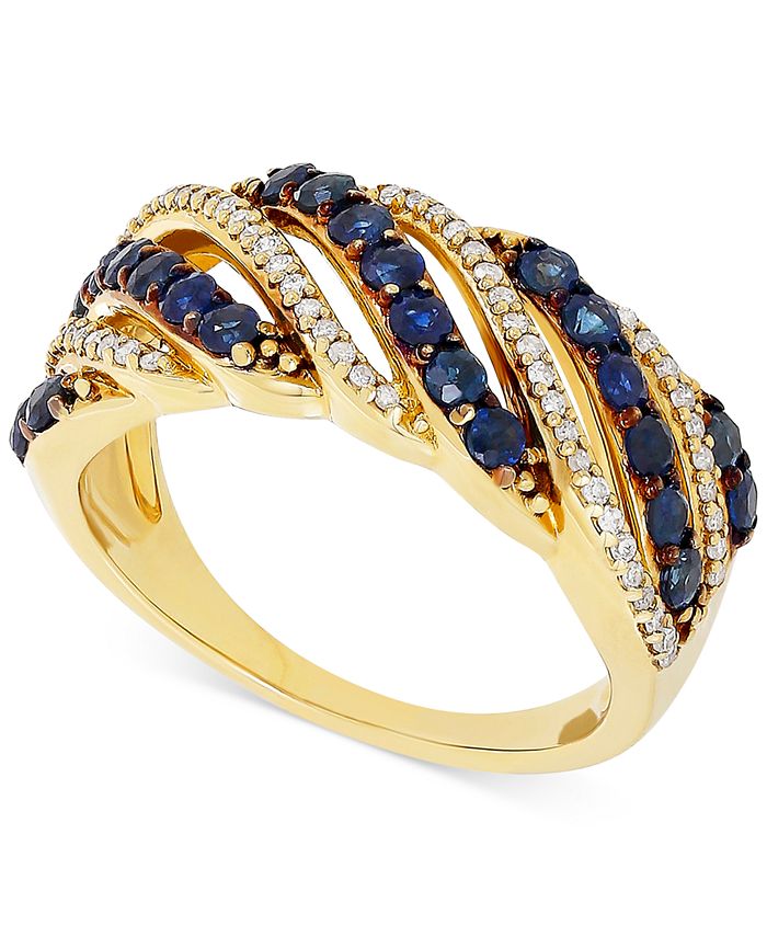 Macy's Sapphire (1 ct. t.w.) & Diamond (1/5 ct. t.w.) Ring in 14k Gold ...