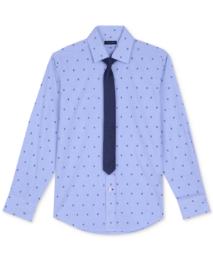 Shop Tommy Hilfiger 2-pc. All-over Dot Print Shirt & Tie Set, Big Boys In Blue