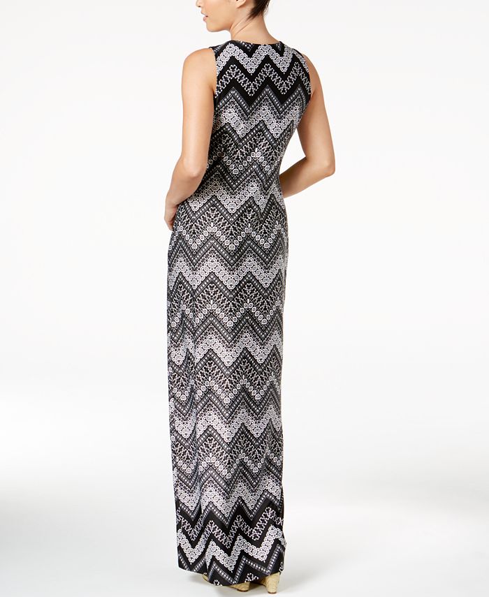 Chevron Print Maxi Dress Black And White Chevron Maxi Dress WHITE AND BLACK  CHEVRON PRINT