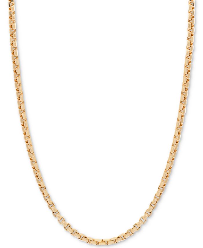 Round Box Link Chain Necklace (1-1/2mm) Collection in 14k Gold