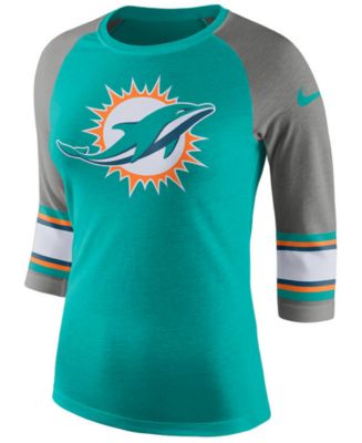 Nike Women's Miami Dolphins Stripe Raglan Triblend T-Shirt - Macy's