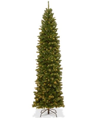 National Tree Company - 9' North Valley Spruce Pencil Slim Tree With 550 Clear Lights