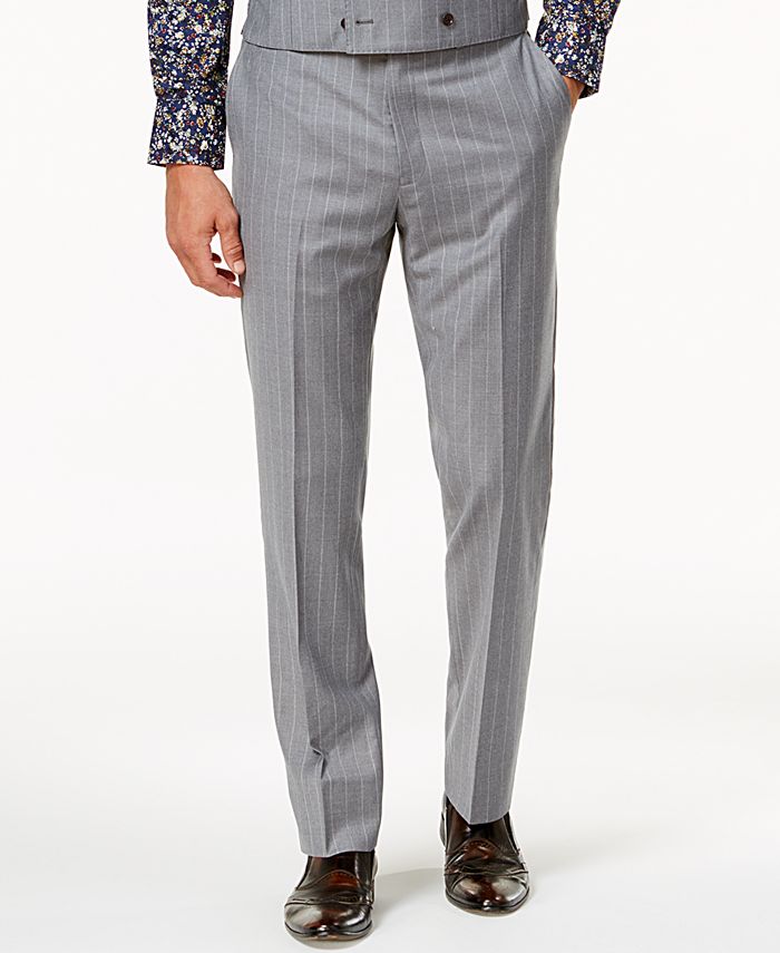 Tallia Men's Slim-Fit Light Gray Wide Pinstripe Vested Wool Suit - Macy's