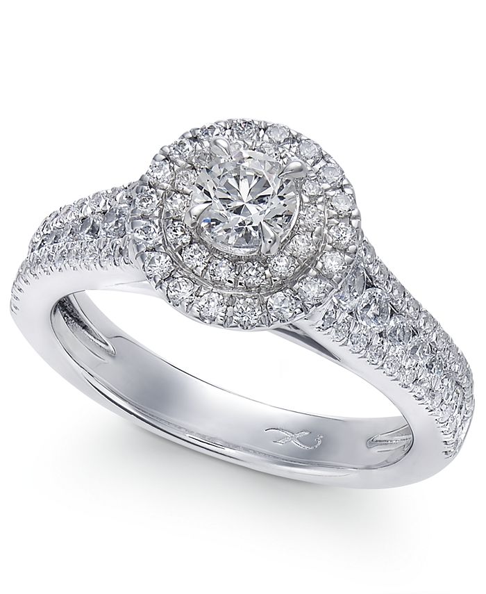 Macy s X3 Certified Diamond Halo Engagement Ring in 18k White Gold
