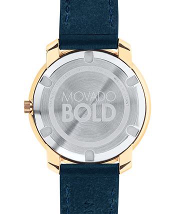 Movado Women s Swiss Bold Blue Leather Strap Watch 36mm Macy s