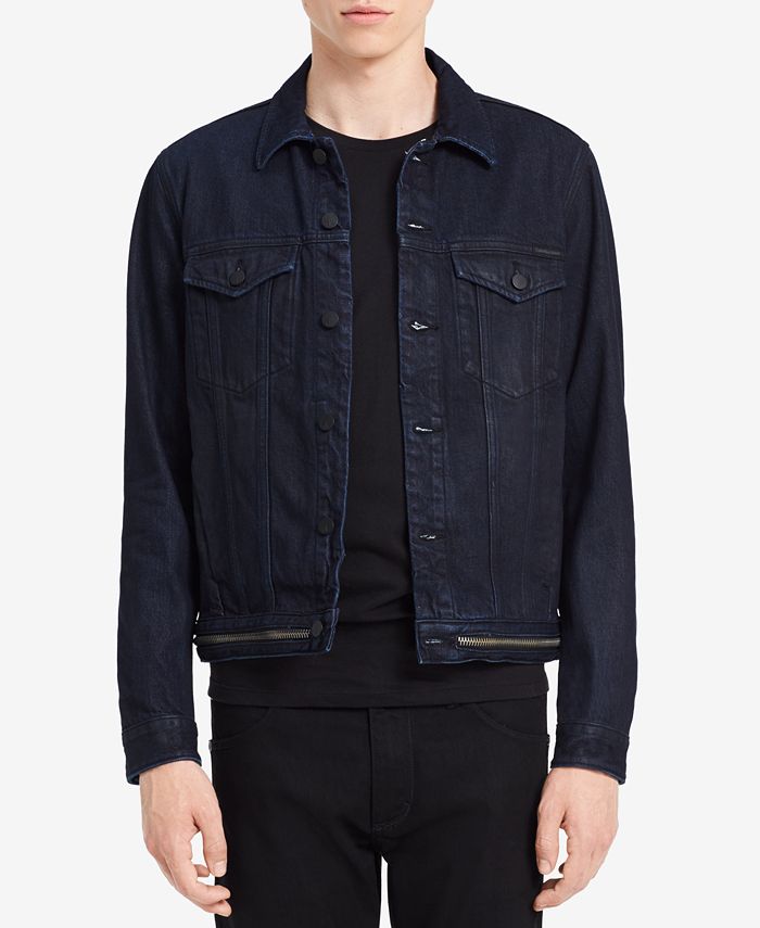 Calvin Klein Jeans Men's Waistband Zip Blue Denim Jacket - Macy's