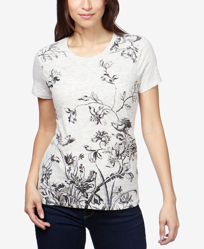 Lucky Brand Cotton Floral-Print T-Shirt - Macy's