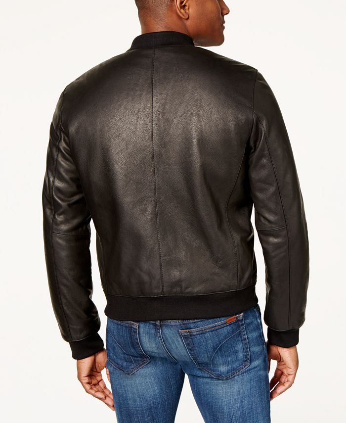 Cole haan leather shop varsity bomber jacket