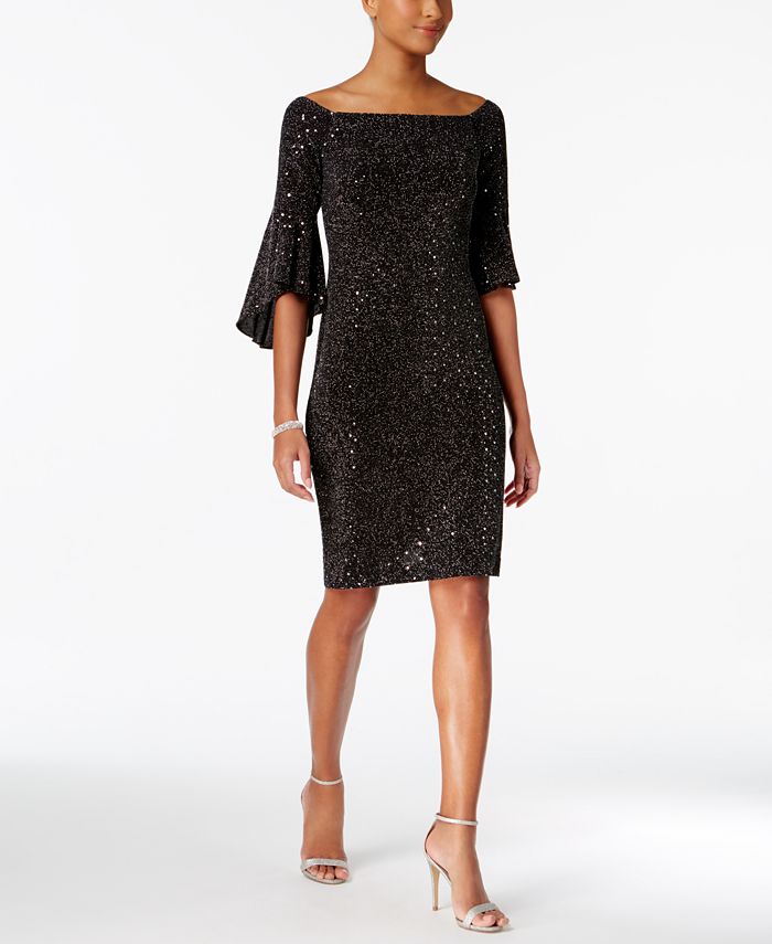 Jessica Howard BellSleeve Metallic Sheath Dress Macy's