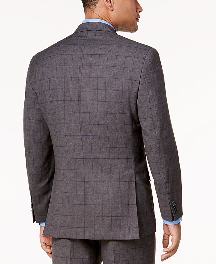 Sean John Men's Classic-Fit Stretch Gray/Blue Birdseye Windowpane Suit ...