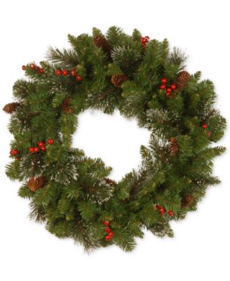 National Tree Company 24" Crestwood Spruce Wreath With Silver Bristle ...