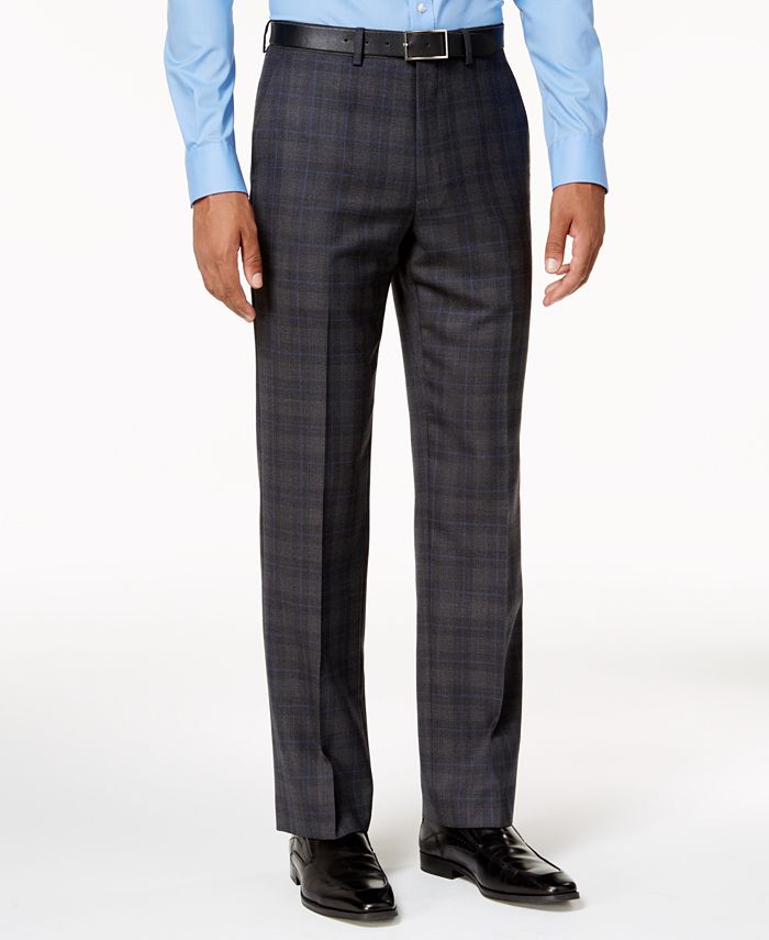 Ryan Seacrest Distinction Slim-Fit Gray & Blue Plaid Pants, Created for ...
