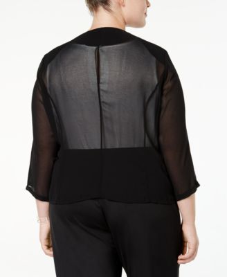 Illusion-Sleeve Draped Cardigan 