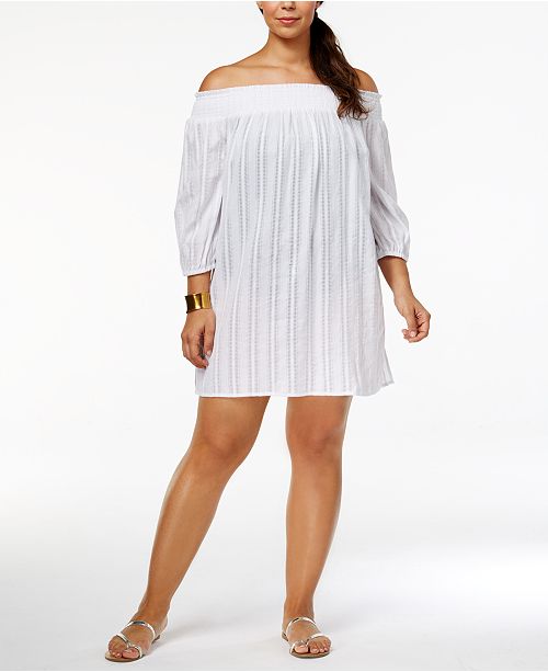 Lauren Ralph Lauren Plus Size Cotton OffTheShoulder CoverUp