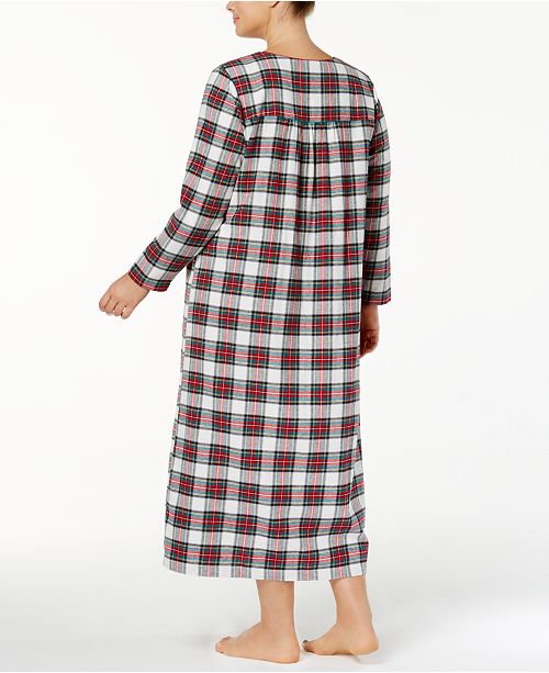 Charter Club Plus Size Printed Flannel Cotton Nightgown, Created for ...