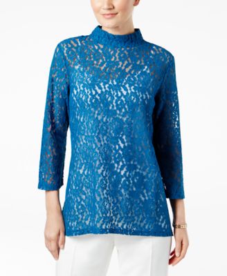 Cable \u0026 Gauge Sheer Mock-Neck Tunic 
