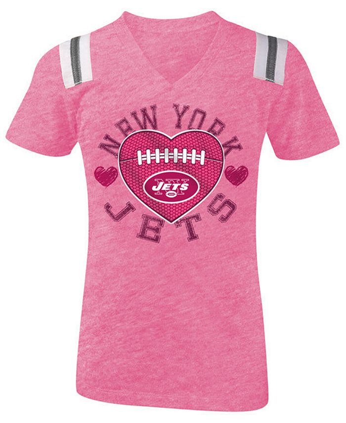 5th & Ocean New York Jets Pink Heart Football T-Shirt, Girls (4-16