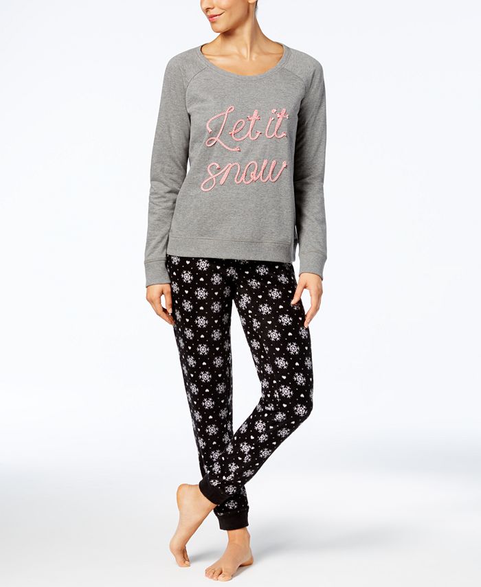 Jenni By Jennifer Moore Graphic Pajama Top And Jogger Pajama Pants Sleep Separates Created For