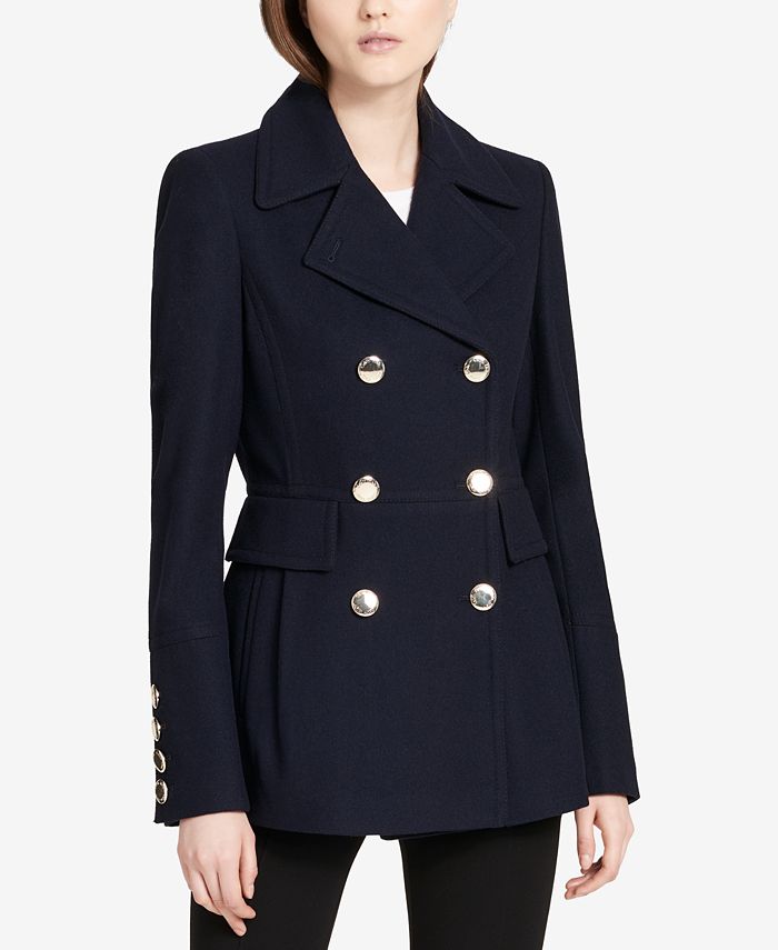 Calvin Klein Double-Breasted Peacoat - Macy's