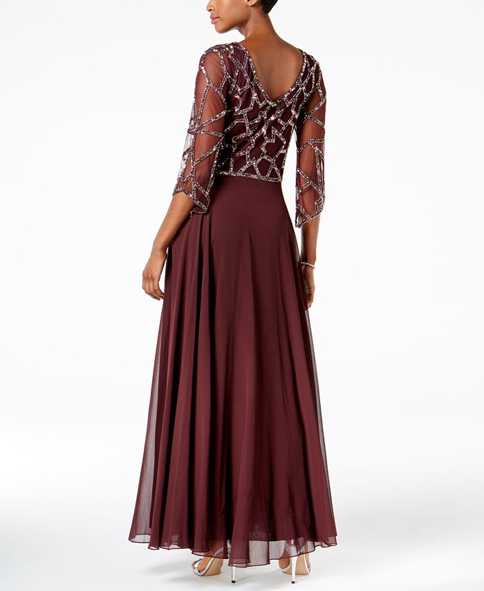 J Kara Beaded Empire-Waist Gown - Macy's