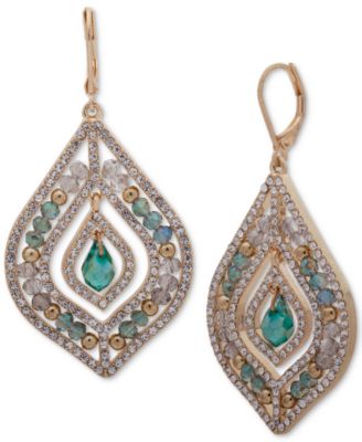 Pav&eacute; & Stone Beaded Chandelier Earrings 