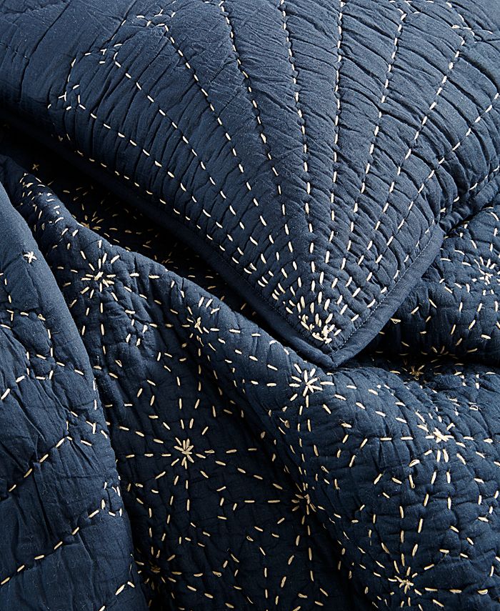 Lucky Brand CLOSEOUT! Sashiko Navy King Quilt, Created for Macy's Macy's