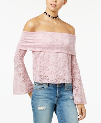 American Rag - Juniors' Lace Off-The-Shopulder Crop Top