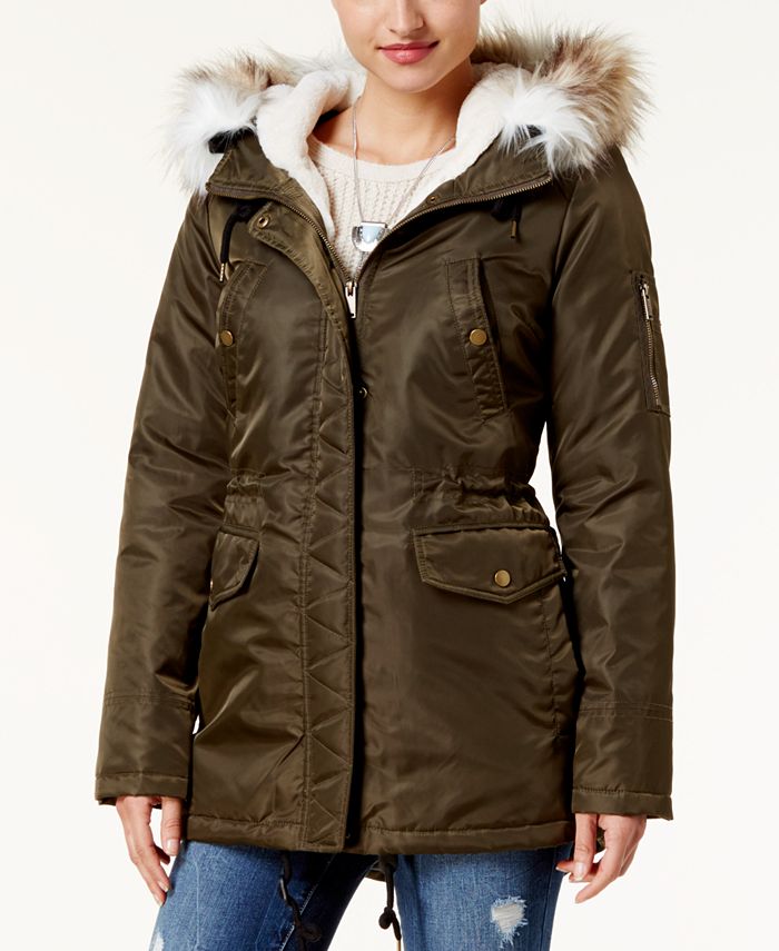 American Rag Juniors' Faux-Fur-Trim Hooded Parka, Created for Macy's ...