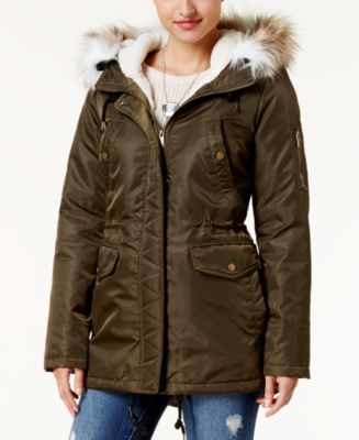 American Rag Juniors' Faux-Fur-Trim Hooded Parka, Created for Macy's ...
