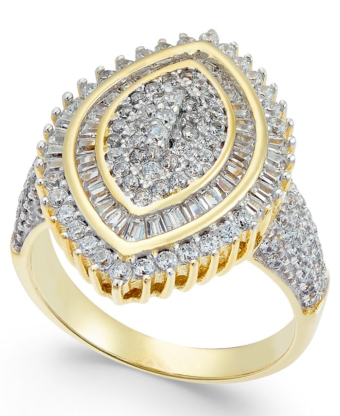 Macy's Cubic Zirconia Marquise Cluster Ring in 14k Gold-Plated Sterling ...