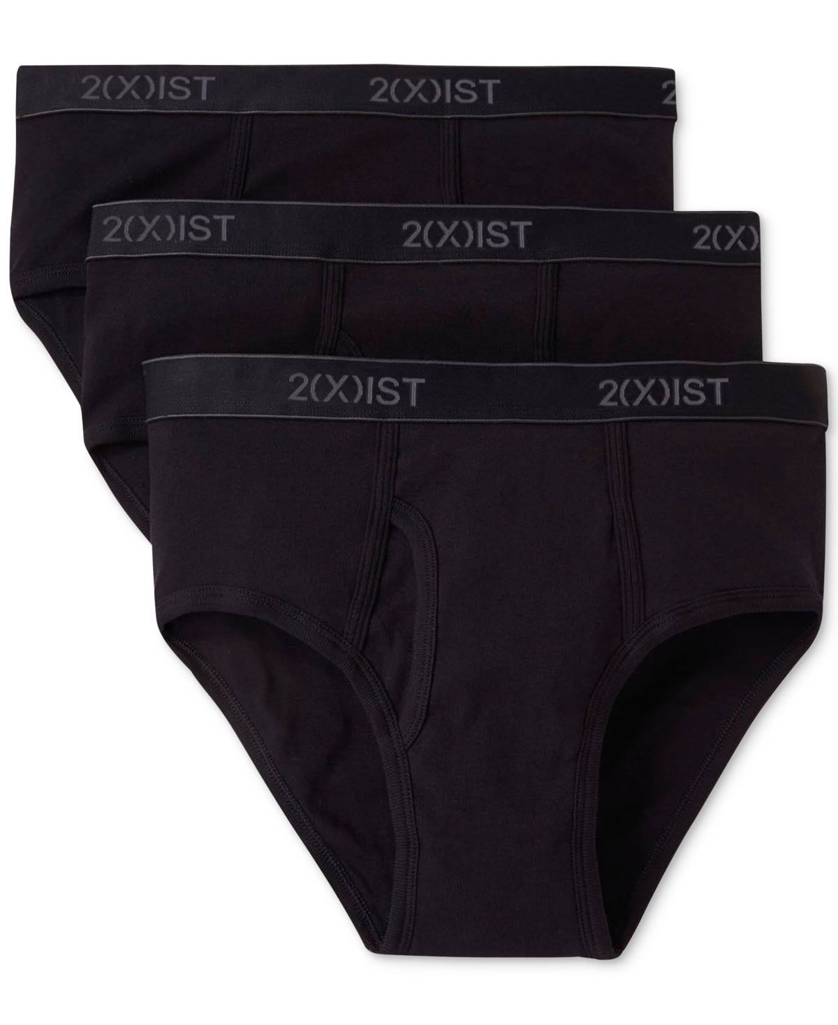 2(x)ist Fly Front Men's Cotton Briefs, 3-Pack - Black New