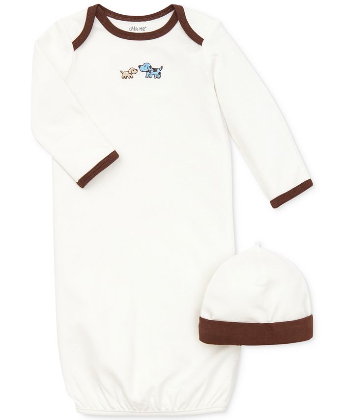 Little Me - Baby Set, Baby Boys 2-Piece Cute Puppies Gown and Hat