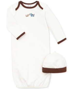 Little Me Baby Boys Cute Puppies Gown and Hat Set