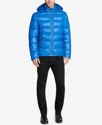 guess men's hooded puffer coat